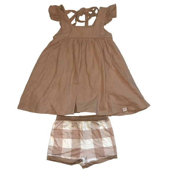 Omi Jo Well Dressed Wolf Aunt Heart Tunic Blooms Set Cocoa Cream 24M - Picture 1 of 5